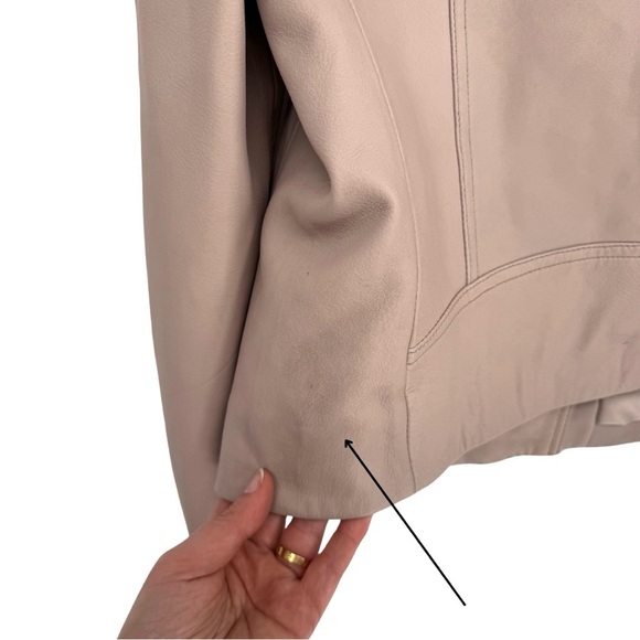 All Saints 8 Dalby Slim-Fit Leather‎ Biker Jacket Misty Pink Zipper Moto Boho - Picture 10 of 15